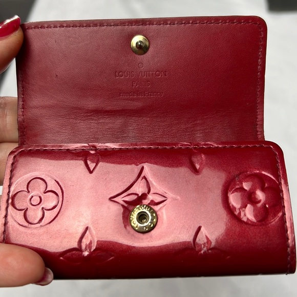 Auth. LV Louis Vuitton Vernis Red Monogram Multicles 4 Key Ring Wallet Vintage - Picture 7 of 17
